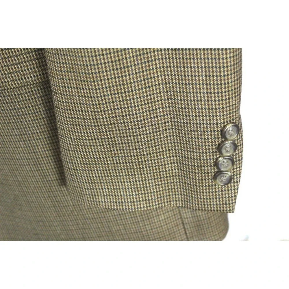 vtg mens brown Ralph Lauren houndstooth blazer jacket sport suit‎ coat wool 42 L